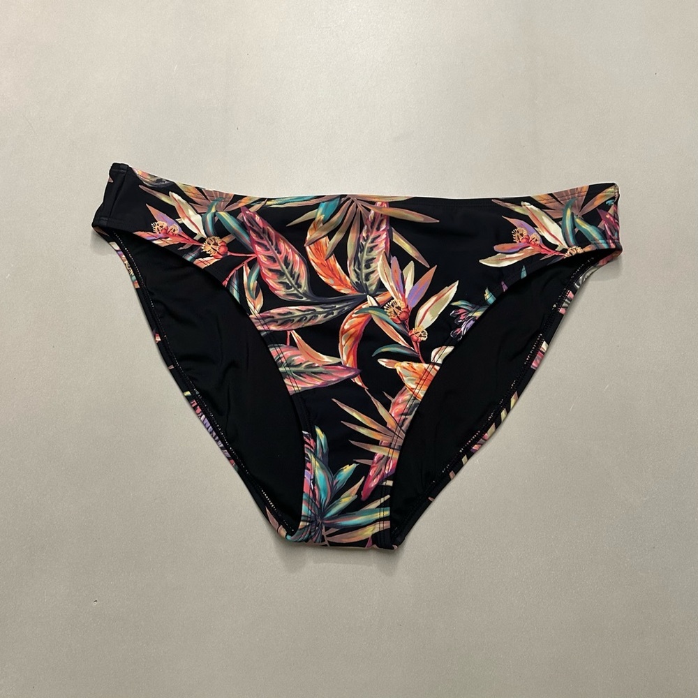 O'Neill Black Tropical Print Rita Bikini Bottom, Size XL